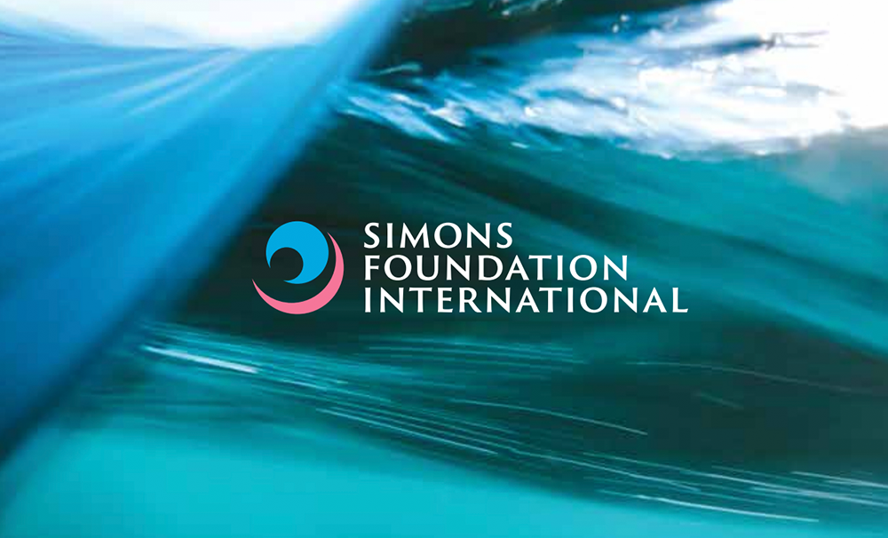 Inside of an ocean wave with the SFI logo superimposed over it.